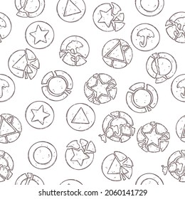 Seamless pattern dalgona Korean sponge candy Vector. Sugar honeycomb.Each object can be changed and moved for your design.
