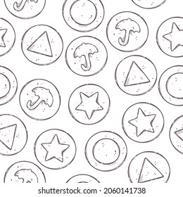 Seamless pattern dalgona Korean sponge candy Vector. Sugar honeycomb.Each object can be changed and moved for your design.