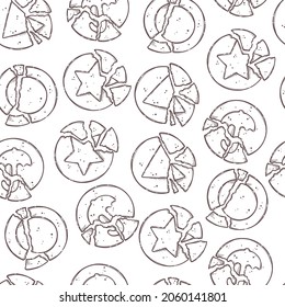 Seamless pattern dalgona Korean sponge candy Vector. Sugar honeycomb.Each object can be changed and moved for your design.