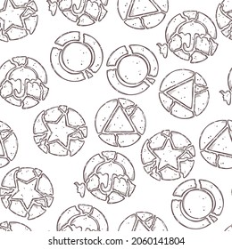 Seamless pattern dalgona Korean sponge candy Vector. Sugar honeycomb.Each object can be changed and moved for your design.