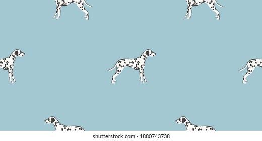 Seamless pattern 'Dalmatian dog'. Can be used for clothing (pyjamas, sets, T-shorts, sweatshorts), for textile, copybooks, notebooks, mobile cases, wallpapers.