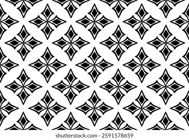 seamless pattern damash black diamond on white background