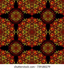 Seamless pattern. Damask and Central Asia style - Ornamental background with pattern.