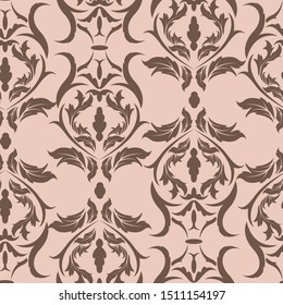 Seamless pattern. Seamless damask pattern, classic wallpaper, neutral on a black background. Ornamental border