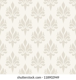 Seamless Pattern With Damask Design. Beige, Light, Simple.