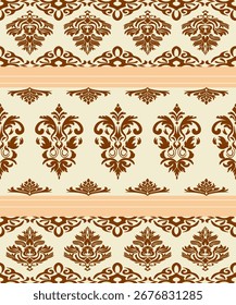 damasco de padrão sem costura com design de elementos florais para tapete, cortina, roupas, tecido, embalagem, azulejos,
textiles,batik,texture e wallpaper.Vetor fundo.
