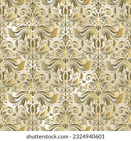 Seamless pattern with damask ornament. Turkish, Indian, Islam, Arabic motif.