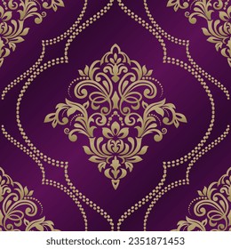 Seamless pattern with damask ornament. Vector vintage floral seamless pattern element. Damask wallpaper. Islam, Indian, Arabic.