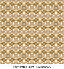 Seamless pattern with damask ornament. Pattern for wallpapers, backgrounds, flyers or wrapping paper. Seamless vector golden ornament in arabian style on a background.
