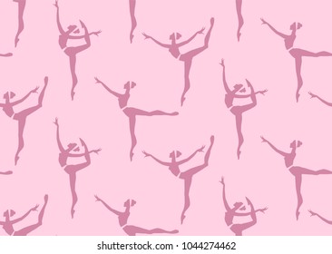 Seamless Pattern with Dancing Ballerina. Vector illustration