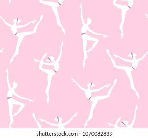 Seamless Pattern with Dancing Ballerina. Vector illustration