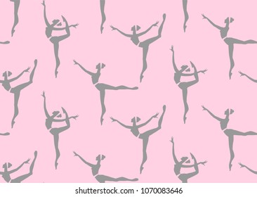 Seamless Pattern with Dancing Ballerina. Vector illustration