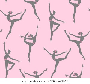 Seamless Pattern with Dancing Ballerina. Vector illustration