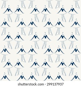 Seamless pattern, dancing ballerina, vector illustration.