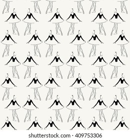 Seamless pattern, dancing ballerina, vector illustration.