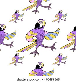 seamless pattern with dancing cheerful Caribbean parrot vector illustration