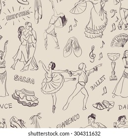 Seamless pattern of the dancing, excellent vector illustration, EPS 10