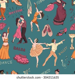 Seamless pattern of the dancing, excellent vector illustration, EPS 10