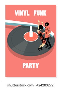 Seamless pattern dancing  funk couple. Party time. 