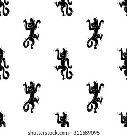 Seamless pattern with dancing monkeys,