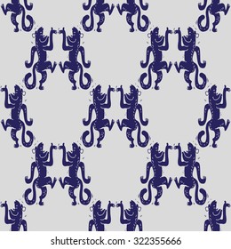 Seamless pattern with dancing monkeys,