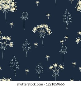 Seamless pattern with dandelion flowers. Endless color floral texture for design