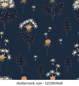 Seamless pattern with dandelion flowers. Endless color floral texture for design