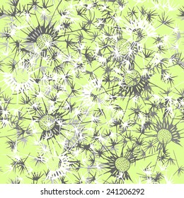 Seamless pattern of dandelion . Hand-drawn floral background,  vector illustration.