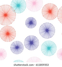 Seamless pattern of dandelion on a white background. Vector repeating texture.