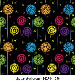 Seamless pattern. Dandelion vector background