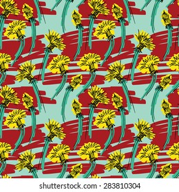 Seamless pattern with dandelions.
