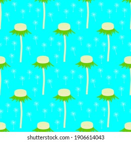 seamless pattern with dandelions and fluff