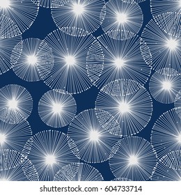 Seamless pattern with dandelions of fresh colors on a white background. Vector repeating texture.
