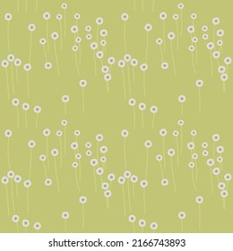 Seamless pattern with dandelions. Hand drawn vector illustration. Flat color design.