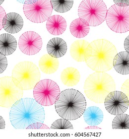 Seamless pattern with dandelions on a white background. Vector repeating texture.