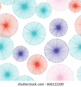 Seamless pattern with dandelions on a white background. Vector repeating texture.