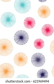 Seamless pattern with dandelions on a white background. Vector repeating texture.