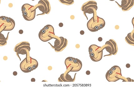 Seamless pattern of danger cartoon snake isolated on white background