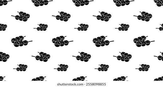 Seamless pattern with dango dumplings covered in sauce silhouette vector