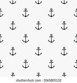 Seamless pattern with dark anchor on a white background. Vector illustration.