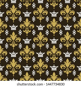 Seamless pattern. Dark background pattern. Royal style background image. Vector graphics