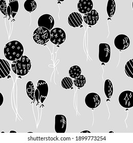 seamless pattern dark balloons on gray vector