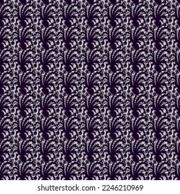 seamless pattern with dark blue abstract plants drawn on a gray background, vector tile