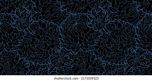 Seamless pattern of dark blue chrysanthemum. Can be used for wallpapers, wrapping papers, textile