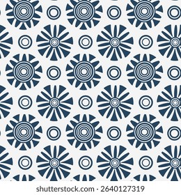 Seamless pattern with dark blue circles. Decorative circles of different sizes