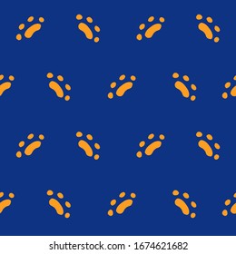 Patrón de color azul oscuro con patas de gato. Fondo abstracto con elementos dibujados a mano: patas de gato, huellas. Ilustración vectorial colorida