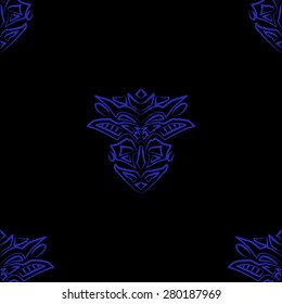 Seamless pattern with dark blue mask on the black background