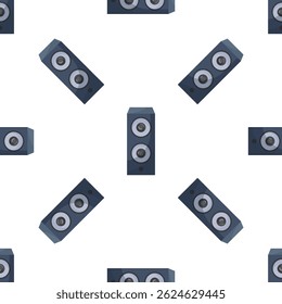 Seamless pattern with dark blue speakers, creating a dynamic and rhythmic backdrop for music and audio concepts