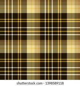 Seamless pattern in dark brown, white and yellow colors for plaid, fabric, textile, clothes, tablecloth and other things. Vector image.
