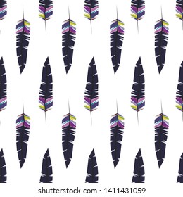 Seamless pattern with dark feathers